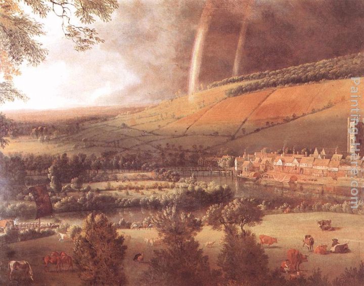 Landscape with Rainbow, Henley-on-Thames painting - Jan Siberechts Landscape with Rainbow, Henley-on-Thames art painting